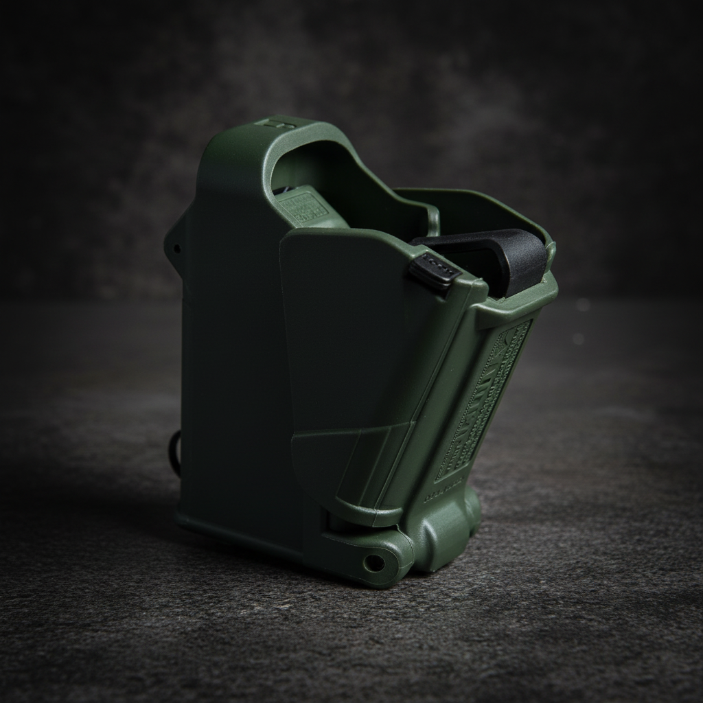 TacticPower Magazine Loader in Military Green - Universal pistol speed loader for 9mm to .45ACP magazines