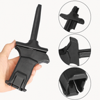 TacticPower Universal Pistol Magazine Loader held in hand with detail callouts showing push button, rail guide, and magazine clamp