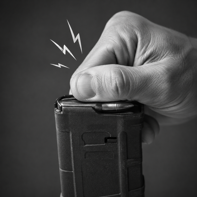 Thumb pressure while loading a magazine by hand